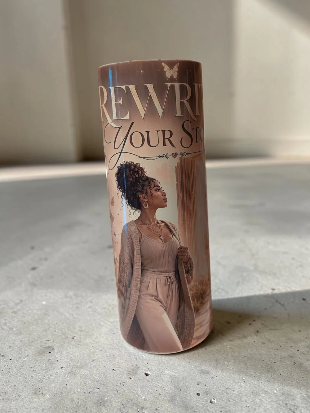 Rewire Your Story Decorative Tumbler - Warm Brown
